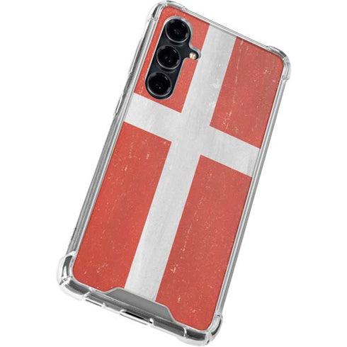 Denmark Flag Distressed Galaxy S23 FE Clear Case